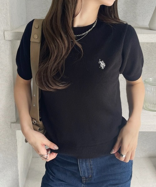 U.S. POLO ASSN.(ユーエスポロアッスン)の「【U.S. POLO ASSN】半袖 サマーニット(ニット/セーター・レディース・ピンク/ブラック/アイボリー・M/L)」の3枚目の写真