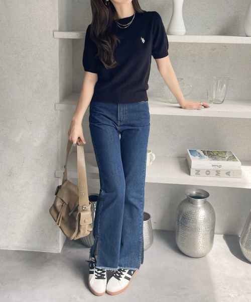 U.S. POLO ASSN.(ユーエスポロアッスン)の「【U.S. POLO ASSN】半袖 サマーニット(ニット/セーター・レディース・ピンク/ブラック/アイボリー・M/L)」の11枚目の写真