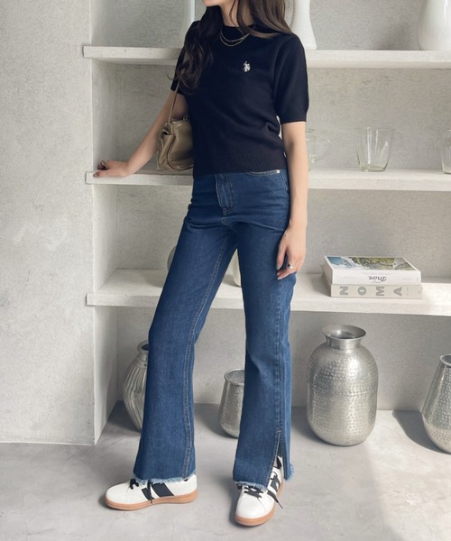 U.S. POLO ASSN.(ユーエスポロアッスン)の「【U.S. POLO ASSN】半袖 サマーニット(ニット/セーター・レディース・ピンク/ブラック/アイボリー・M/L)」の12枚目の写真