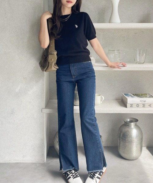 U.S. POLO ASSN.(ユーエスポロアッスン)の「【U.S. POLO ASSN】半袖 サマーニット(ニット/セーター・レディース・ピンク/ブラック/アイボリー・M/L)」の13枚目の写真