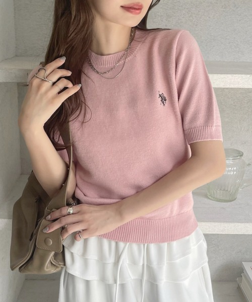 U.S. POLO ASSN.(ユーエスポロアッスン)の「【U.S. POLO ASSN】半袖 サマーニット(ニット/セーター・レディース・ピンク/ブラック/アイボリー・M/L)」の14枚目の写真