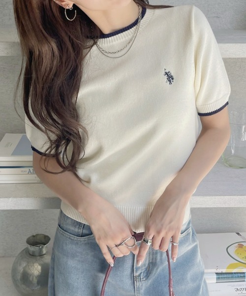U.S. POLO ASSN.(ユーエスポロアッスン)の「【U.S. POLO ASSN】半袖 サマーニット(ニット/セーター・レディース・ピンク/ブラック/アイボリー・M/L)」の19枚目の写真