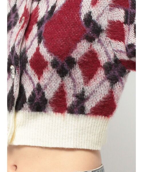 jouetie（ジュエティ）の「2WAYパターンショートカーデ 花柄 アーガイル（カーディガン/ボレロ・レディース・ブラック/オフホワイト/グレー/ピンク・MEDIUM）」の12枚目の写真