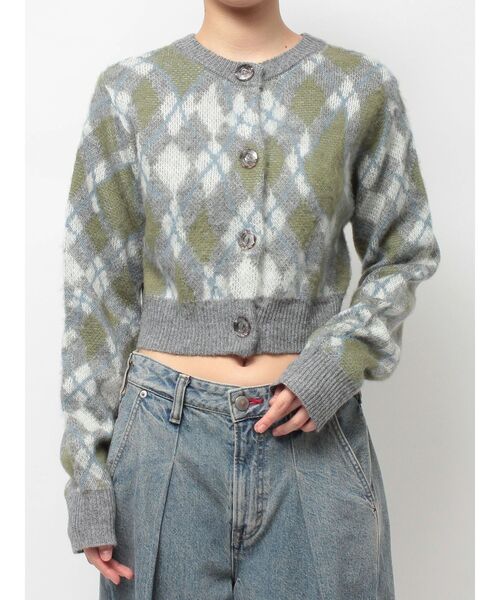 jouetie（ジュエティ）の「2WAYパターンショートカーデ 花柄 アーガイル（カーディガン/ボレロ・レディース・ブラック/オフホワイト/グレー/ピンク・MEDIUM）」の19枚目の写真