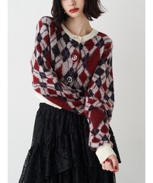 jouetie | 2WAYパターンショートカーデ 花柄 アーガイル(カーディガン/ボレロ)