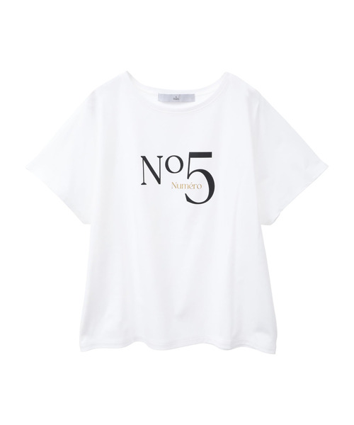 Tiara(ティアラ)の「NO.5ドルマンTシャツ(Tシャツ/カットソー・レディース・チャコールグレー/ホワイト・FREE)」の2枚目の写真
