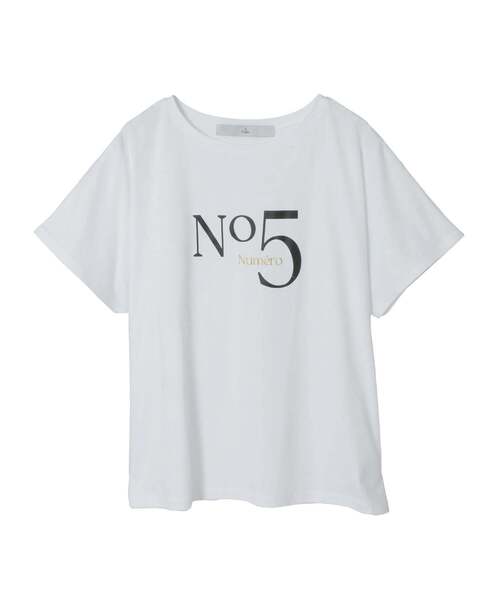 Tiara(ティアラ)の「NO.5ドルマンTシャツ(Tシャツ/カットソー・レディース・チャコールグレー/ホワイト・FREE)」の5枚目の写真