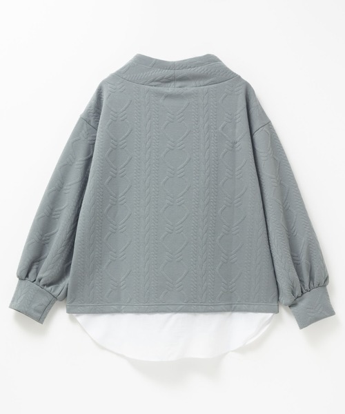 NAVY（ネイビー）の「nAvy 時短ジャガードフェイクハイネックプルオーバー（Tシャツ/カットソー・レディース・ブラック/カーキ/グレイッシュベージュ・L/M）」の4枚目の写真