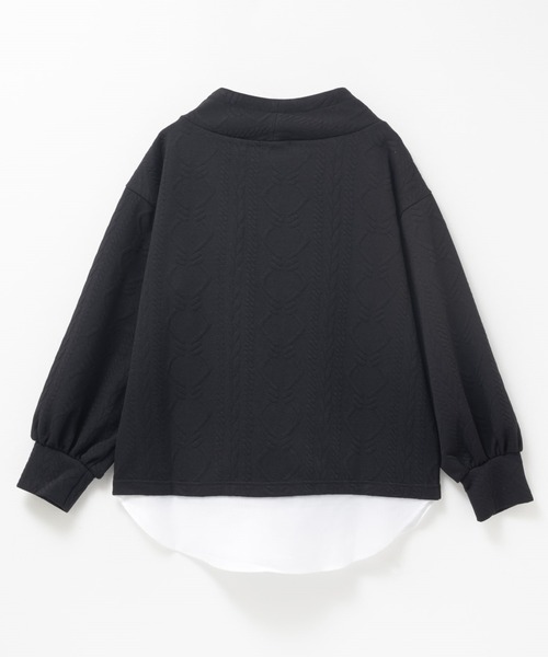 NAVY（ネイビー）の「nAvy 時短ジャガードフェイクハイネックプルオーバー（Tシャツ/カットソー・レディース・ブラック/カーキ/グレイッシュベージュ・L/M）」の5枚目の写真