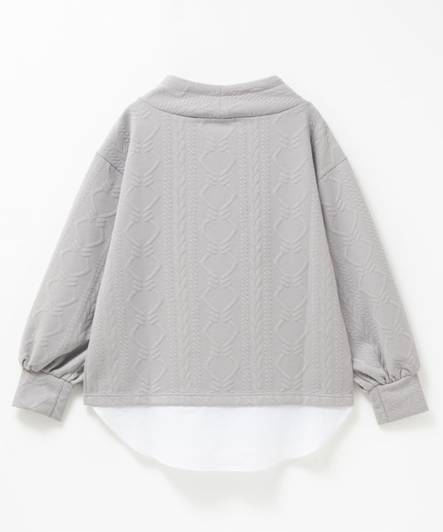 NAVY（ネイビー）の「nAvy 時短ジャガードフェイクハイネックプルオーバー（Tシャツ/カットソー・レディース・ブラック/カーキ/グレイッシュベージュ・L/M）」の6枚目の写真