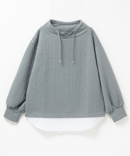 NAVY（ネイビー）の「nAvy 時短ジャガードフェイクハイネックプルオーバー（Tシャツ/カットソー・レディース・ブラック/カーキ/グレイッシュベージュ・L/M）」の22枚目の写真