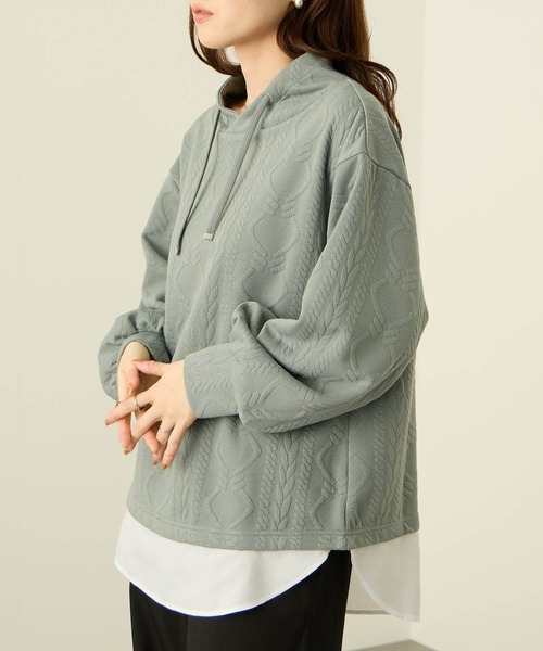 NAVY（ネイビー）の「nAvy 時短ジャガードフェイクハイネックプルオーバー（Tシャツ/カットソー・レディース・ブラック/カーキ/グレイッシュベージュ・L/M）」の9枚目の写真