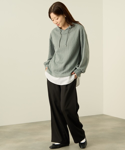 NAVY（ネイビー）の「nAvy 時短ジャガードフェイクハイネックプルオーバー（Tシャツ/カットソー・レディース・ブラック/カーキ/グレイッシュベージュ・L/M）」の11枚目の写真