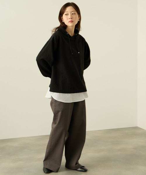 NAVY（ネイビー）の「nAvy 時短ジャガードフェイクハイネックプルオーバー（Tシャツ/カットソー・レディース・ブラック/カーキ/グレイッシュベージュ・L/M）」の16枚目の写真