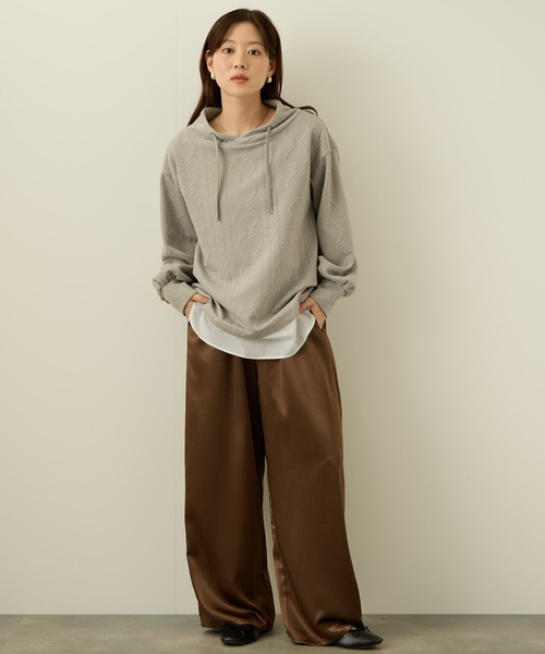 NAVY（ネイビー）の「nAvy 時短ジャガードフェイクハイネックプルオーバー（Tシャツ/カットソー・レディース・ブラック/カーキ/グレイッシュベージュ・L/M）」の19枚目の写真