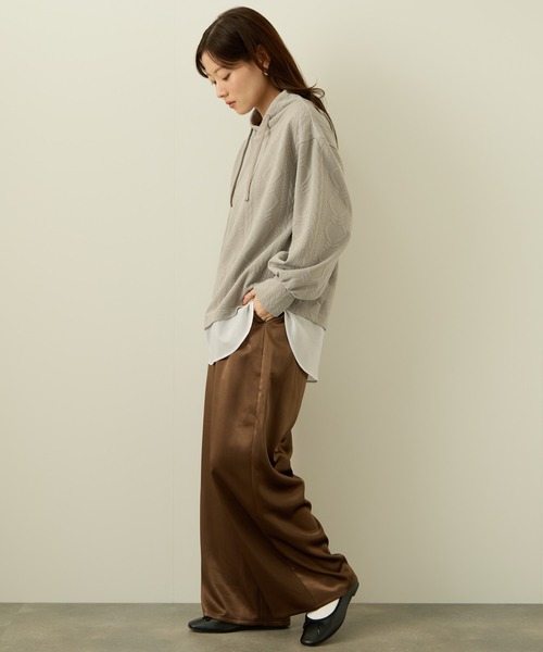 NAVY（ネイビー）の「nAvy 時短ジャガードフェイクハイネックプルオーバー（Tシャツ/カットソー・レディース・ブラック/カーキ/グレイッシュベージュ・L/M）」の20枚目の写真