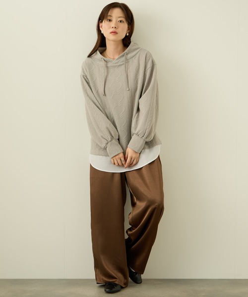 NAVY（ネイビー）の「nAvy 時短ジャガードフェイクハイネックプルオーバー（Tシャツ/カットソー・レディース・ブラック/カーキ/グレイッシュベージュ・L/M）」の21枚目の写真