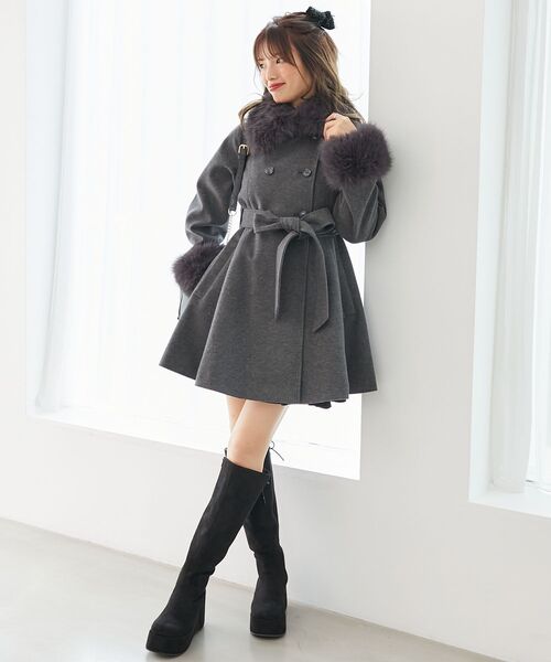 セール】マルチwayフェイクファーカラーフレアコート（その他アウター