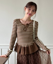 ブラウン ニット フリルスカート チュールフリルニットスカート | FURBLE