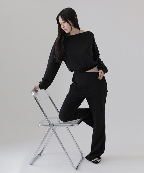 SUWDEE（スーディー）の「sweat layered pants setup（セットアップ・レディース・グレー/ブラック・M/S）」の4枚目の写真