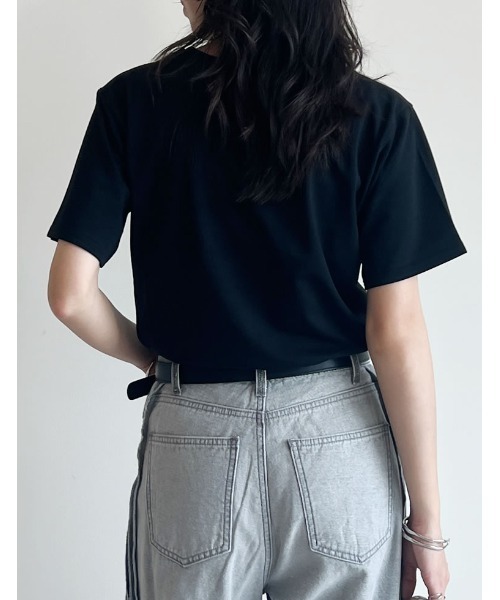 Re:EDIT（リエディ）の「[UVカット][汗じみ防止][両面撥水加工]コットン天竺半袖Tシャツ（Tシャツ/カットソー・レディース・ブラック/ネイビー/グレー・MEDIUM/LARGE）」の6枚目の写真