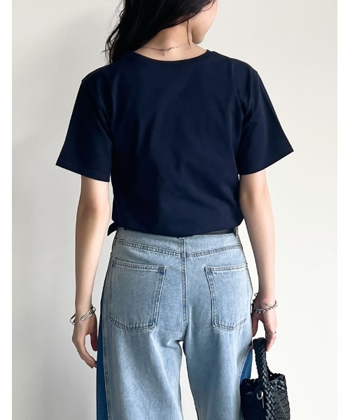 Re:EDIT（リエディ）の「[UVカット][汗じみ防止][両面撥水加工]コットン天竺半袖Tシャツ（Tシャツ/カットソー・レディース・ブラック/ネイビー/グレー・MEDIUM/LARGE）」の13枚目の写真