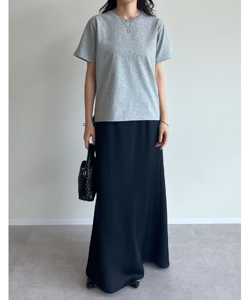 Re:EDIT（リエディ）の「[UVカット][汗じみ防止][両面撥水加工]コットン天竺半袖Tシャツ（Tシャツ/カットソー・レディース・ブラック/ネイビー/グレー・MEDIUM/LARGE）」の9枚目の写真