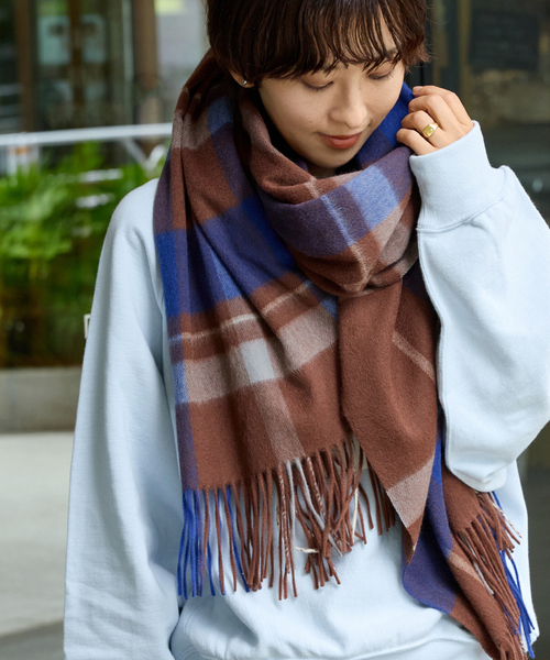 JOURNAL STANDARD relume（ジャーナルスタンダード　レリューム）の「RELUME ウールカシミヤストール（ストール/ショール・レディース・ブルー/チャコールグレー/ベージュ/ブラウン・FREE）」の10枚目の写真