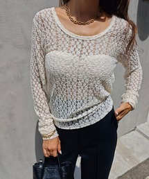 esutoreja | フラワーレースバックオープントップス(Tシャツ/カットソー)