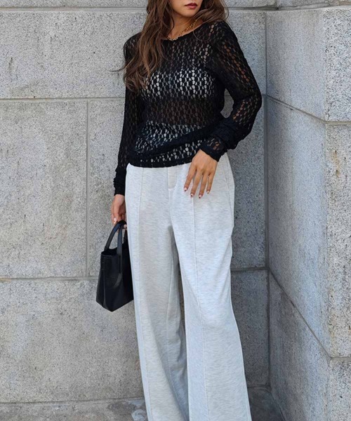 esutoreja(エストレジャ)の「フラワーレースバックオープントップス(Tシャツ/カットソー・レディース・ブラウン/アイボリー/ブラック・FREE)」の6枚目の写真