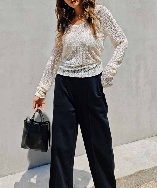 esutoreja(エストレジャ)の「フラワーレースバックオープントップス(Tシャツ/カットソー・レディース・ブラウン/アイボリー/ブラック・FREE)」の8枚目の写真