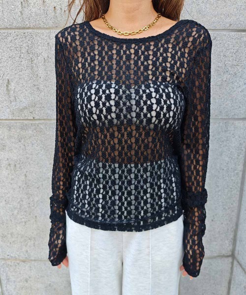 esutoreja(エストレジャ)の「フラワーレースバックオープントップス(Tシャツ/カットソー・レディース・ブラウン/アイボリー/ブラック・FREE)」の14枚目の写真