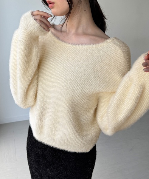 junoah(ジュノア)の「2wayベロアリボンシャギーニットカーディガン(カーディガン/ボレロ・レディース・レッド/アイボリー/チャコール・LARGE/MEDIUM)」の7枚目の写真