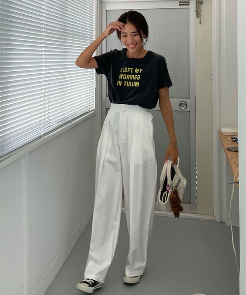 サイドアジャスターワイドタックパンツ（スラックス）｜CHERI