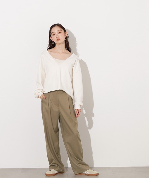 N.（N. Natural Beauty Basic）（エヌエヌナチュラルビューティーベーシック）の「【PS/低身長サイズ】リラックスタックワイドパンツ（その他パンツ・レディース・チャコールグレー/ベージュ/ブラウン・MEDIUM/SMALL/P/S）」の22枚目の写真