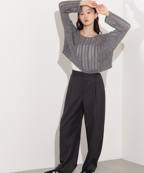 N.（N. Natural Beauty Basic）（エヌエヌナチュラルビューティーベーシック）の「【PS/低身長サイズ】リラックスタックワイドパンツ（その他パンツ・レディース・チャコールグレー/ベージュ/ブラウン・MEDIUM/SMALL/P/S）」の7枚目の写真