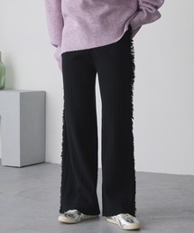 MONO-MART(モノマート)の<マシンウォッシャブル/アンチピリング>サイドフリンジ ワイドストレート リブニットパンツ(その他パンツ)