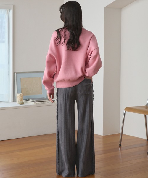 MONO-MART（モノマート）の「<マシンウォッシャブル/アンチピリング>サイドフリンジ ワイドストレート リブニットパンツ（その他パンツ・レディース・ブラック/アイボリー/グレー/ブルー/チャコール/ベージュ/ブラウン/レッド・S/M/L）」の21枚目の写真