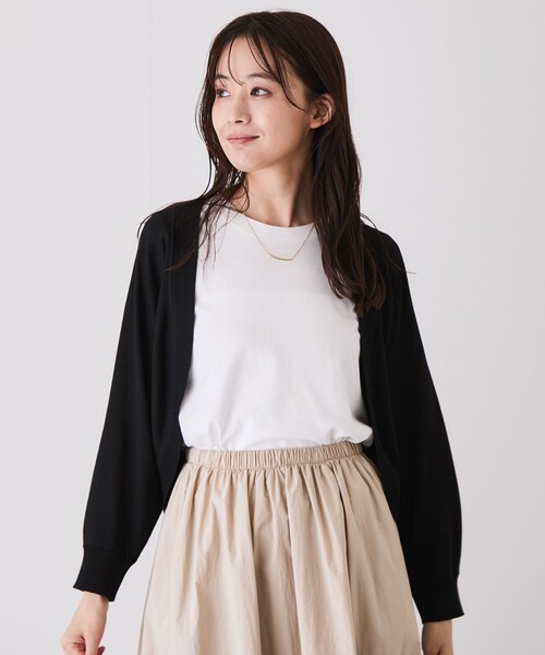 Jayro(ジャイロ)の「ドルマンボレロカーディガン(カーディガン/ボレロ・レディース・ネイビー/ホワイト系その他2/ブラック/グレー系その他・M)」の5枚目の写真
