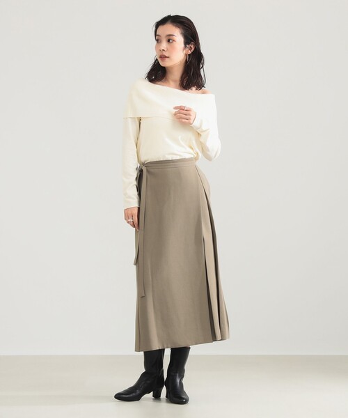 Demi-Luxe BEAMS（デミルクス ビームス）の「【1/9値下げ】レーヨン ポリエステル オフショルダー プルオーバー ニット（ニット/セーター・レディース・ブラック/ホワイト系その他5・ONE SIZE）」の6枚目の写真