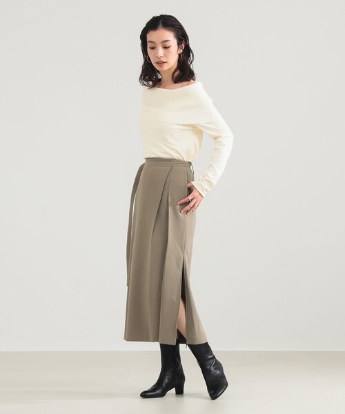 Demi-Luxe BEAMS（デミルクス ビームス）の「【1/9値下げ】レーヨン ポリエステル オフショルダー プルオーバー ニット（ニット/セーター・レディース・ブラック/ホワイト系その他5・ONE SIZE）」の7枚目の写真