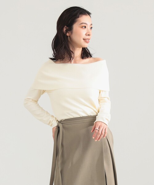 Demi-Luxe BEAMS（デミルクス ビームス）の「【1/9値下げ】レーヨン ポリエステル オフショルダー プルオーバー ニット（ニット/セーター・レディース・ブラック/ホワイト系その他5・ONE SIZE）」の10枚目の写真