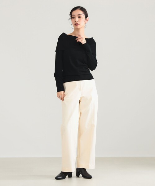 Demi-Luxe BEAMS（デミルクス ビームス）の「【1/9値下げ】レーヨン ポリエステル オフショルダー プルオーバー ニット（ニット/セーター・レディース・ブラック/ホワイト系その他5・ONE SIZE）」の14枚目の写真