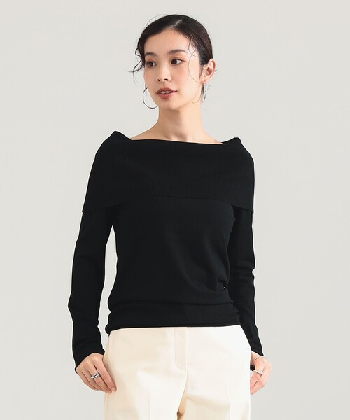 Demi-Luxe BEAMS（デミルクス ビームス）の「【1/9値下げ】レーヨン ポリエステル オフショルダー プルオーバー ニット（ニット/セーター・レディース・ブラック/ホワイト系その他5・ONE SIZE）」の15枚目の写真
