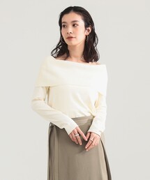 Demi-Luxe BEAMS | 【1/9値下げ】レーヨン ポリエステル オフショルダー プルオーバー ニット(ニット/セーター)