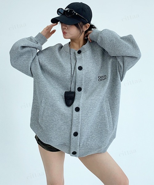 Dalfwin(ダールフィン)の「韓国ファッション OISIS刺繍ラグランスウェットカーディガン(カーディガン/ボレロ・レディース・ブラック/グレー・FREE)」の19枚目の写真