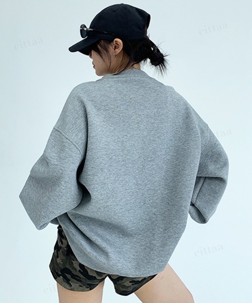 Dalfwin(ダールフィン)の「韓国ファッション OISIS刺繍ラグランスウェットカーディガン(カーディガン/ボレロ・レディース・ブラック/グレー・FREE)」の20枚目の写真