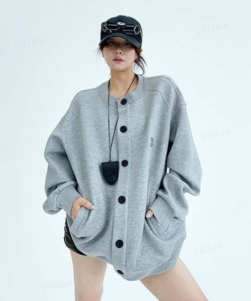 Dalfwin(ダールフィン)の「韓国ファッション OISIS刺繍ラグランスウェットカーディガン(カーディガン/ボレロ・レディース・ブラック/グレー・FREE)」の21枚目の写真