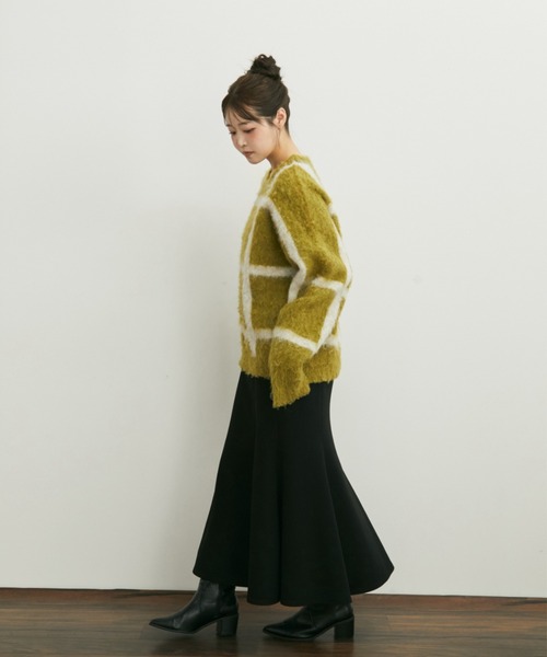 Auntie Rosa（アンティローザ）の「【karin’s direction item】ブークレチェックニット（ニット/セーター・レディース・グリーン/ブラウン・FREE）」の5枚目の写真