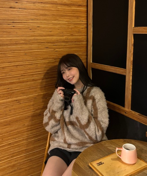 Auntie Rosa（アンティローザ）の「【karin’s direction item】ブークレチェックニット（ニット/セーター・レディース・グリーン/ブラウン・FREE）」の18枚目の写真